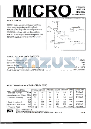 MSC32 datasheet - RED LED LAMPS