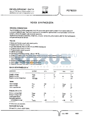 PCF8200 datasheet - VOICE SYNTHESIZER