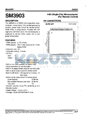 SM3903 datasheet - 4-Bit Single-Chip Microcomputer(For Remote Control)