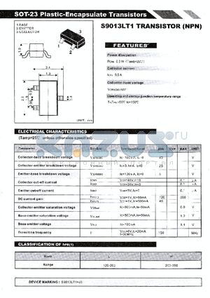 S9013LT1 datasheet - TRANSISTOR (NPN)