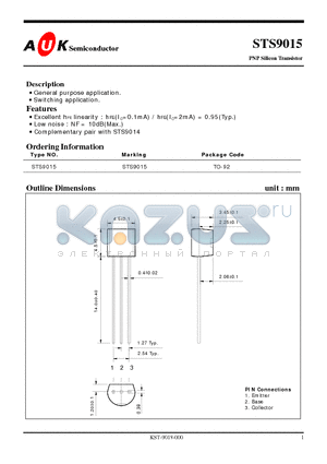 S9015 datasheet - PNP Silicon Transistor