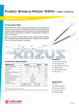 SWDM542SA datasheet - Fused Single-Mode WDM