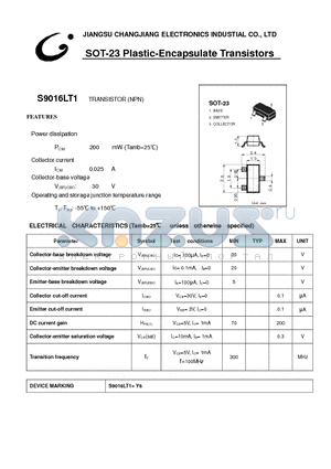 S9016LT1 datasheet - TRANSISTOR (NPN)