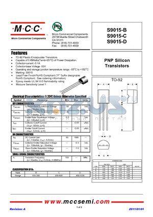 S9015-D datasheet - PNP Silicon Transistors