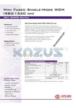 SWDM592SB008 datasheet - Mini Fused Single-Mode WDM