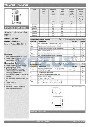 SM4001_07 datasheet - Standard silicon rectifier diodes