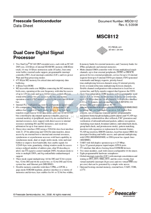 MSC8112TVT2400V datasheet - Dual Core Digital Signal Processor