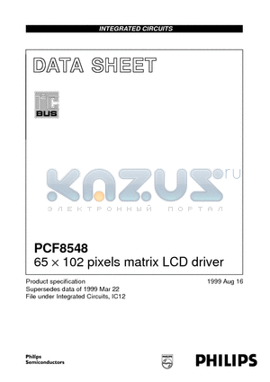 PCF8548 datasheet - 65 x 102 pixels matrix LCD driver