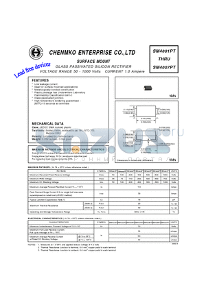 SM4003PT datasheet - GLASS PASSIVATED SILICON RECTIFIER