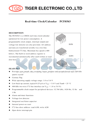 PCF8563 datasheet - Real-time Clock/Calendar