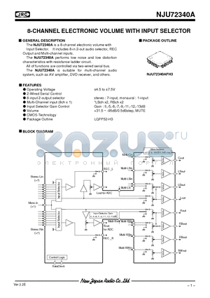 NJU72340A datasheet - 8-CHANNEL ELECTRONIC VOLUME WITH INPUT SELECTOR