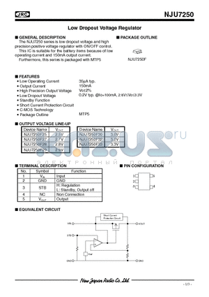 NJU7250F28 datasheet - Low Dropout Voltage Regulator