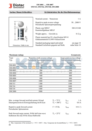 SM4005 datasheet - Surface Mount Si-Rectifiers