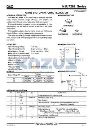 NJU7262M30 datasheet - C-MOS STEP-UP SWITCHING REGULATOR