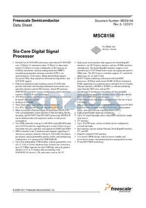 MSC8156_11 datasheet - Six-Core Digital Signal Processor