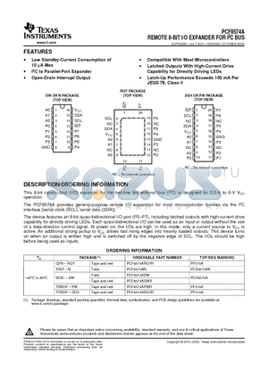 PCF8574ADGVR datasheet - REMOTE 8-BIT I/O EXPANDER FOR I2C BUS