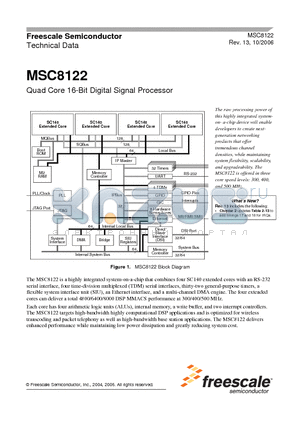 MSC8122TMP4800V datasheet - Quad Core 16-Bit Digital Signal Processor