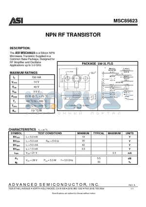 MSC85623 datasheet - NPN RF TRANSISTOR
