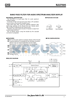 NJU7505 datasheet - BAND PASS FILTER FOR AUDIO SPECTRUM ANALYZER DISPLAY