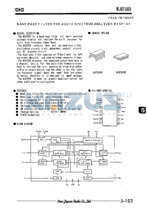 NJU7509D datasheet - BAND PASS FILTER FOR AUDIO SPECTRUM ANALYZER DISPLAY