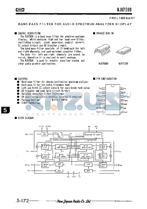 NJU7508D datasheet - BAND PASS FILTER FOR AUDIO SPECTRUM ANALYZER DISPLAY