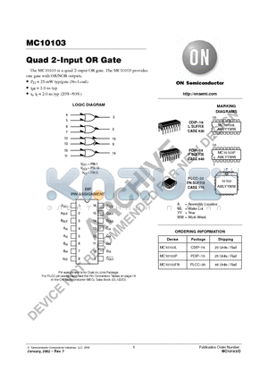 MC10103P datasheet - Quad 2-Input OR Gate