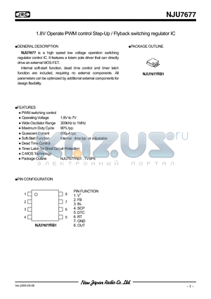 NJU7677 datasheet - 1.8V Operate PWM control Step-Up / Flyback switching regulator IC