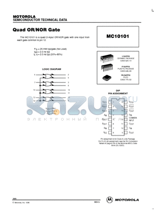 MC10101 datasheet - Quad OR/NOR Gate