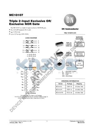 MC10107L datasheet - Triple 2-Input Exclusive OR/ Exclusive NOR Gate