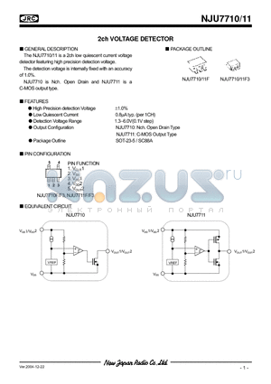 NJU7710 datasheet - 2ch VOLTAGE DETECTOR