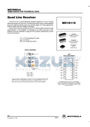 MC10115PR2 datasheet - Quad Line Receiver