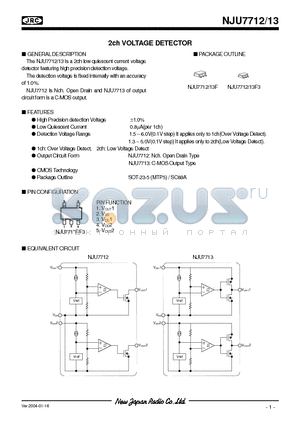 NJU7713F datasheet - 2ch VOLTAGE DETECTOR