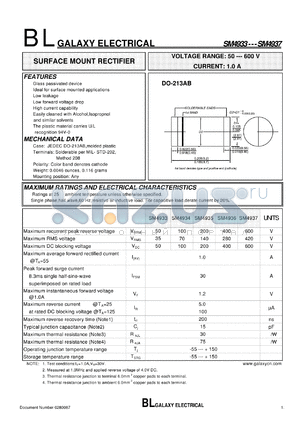 SM4933 datasheet - SURFACE MOUNT RECTIFIER