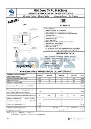 MSCD102 datasheet - SURFACE MOUNT SCHOTTKY BARRIER RECTIFIER