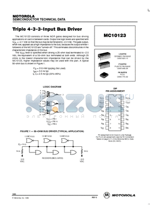 MC10123 datasheet - Triple 4-3-3-Input Bus Driver