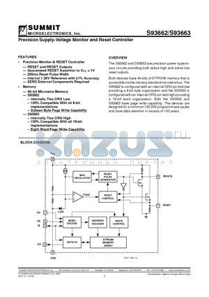 S93663 datasheet - Precision Supply-Voltage Monitor and Reset Controller