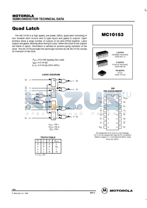 MC10153 datasheet - Quad Latch