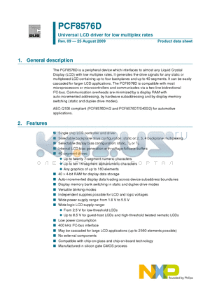 PCF8576D datasheet - Universal LCD driver for low multiplex rates