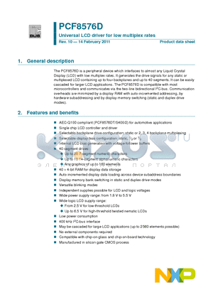 PCF8576D datasheet - Universal LCD driver for low multiplex rates