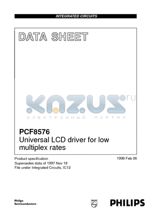 PCF8576T datasheet - Universal LCD driver for low multiplex rates