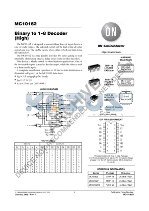 MC10162FN datasheet - Binary to 1-8 Decoder (High)