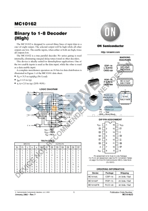 MC10162P datasheet - Binary to 1-8 Decoder (High)