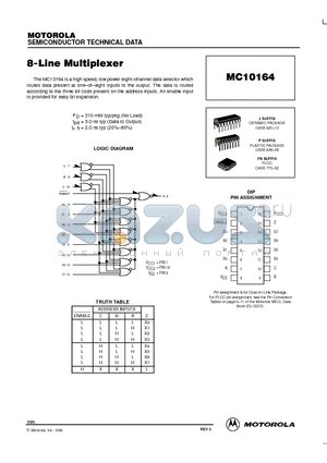 MC10164 datasheet - 8-Line Multiplexer