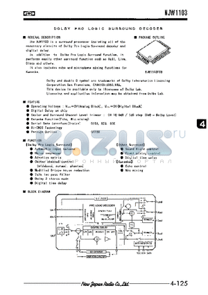 NJW1103FC3 datasheet - DOLBY PRO LOGIC SURROUND DECODER