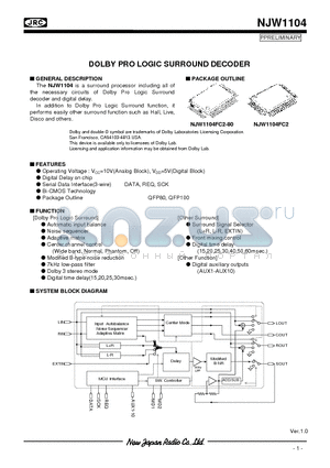 NJW1104FC2 datasheet - DOLBY PRO LOGIC SURROUND DECODER