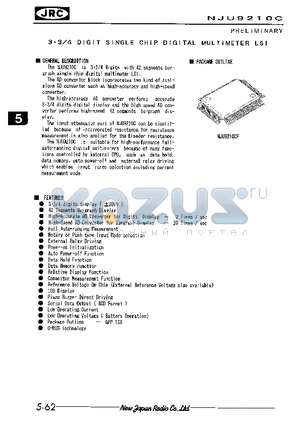 NJU9210C datasheet - 3.3/4 DIGIT SINGLE CHIP DIGITAL MULTIMETER LSI