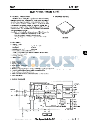 NJW1102 datasheet - DOLBY PRO LOGIC SURROUND DECODER