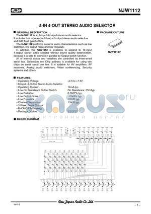 NJW1112 datasheet - 8-IN 4-OUT STEREO AUDIO SELECTOR