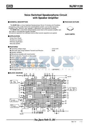 NJW1128 datasheet - Voice Switched Speakerphone Circuit with Speaker Amplifier