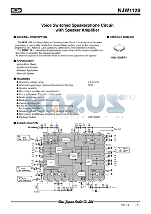 NJW1128FR3 datasheet - Voice Switched Speakerphone Circuit with Speaker Amplifier